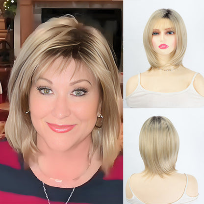 💖Modna damska peruka do ramion z grzywką