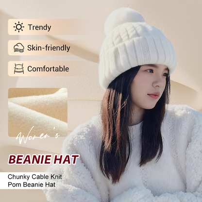 🧶Damowa czapka z grubego dzianiny z pomponem